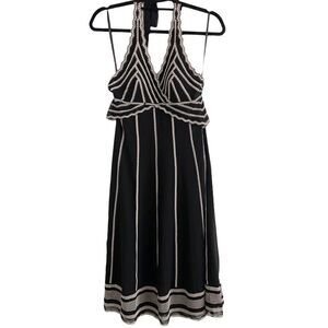 Eliza J Halter Beaded Embroidered Midi Fit & Flare Dress Size 6